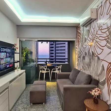 Flat Luxuoso Vista Mar Com Garagem I 250M Beira Mar Fortaleza I Cozinha Equipada, Maquina De Lavar Roupa, Adega E 2 Tv Smart Netflix I Hotel Com Piscina E Academia-2